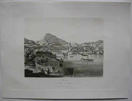 Riva del Garda Gardasee Trentino Italien Orig. Aquatinta-Radierung 1840