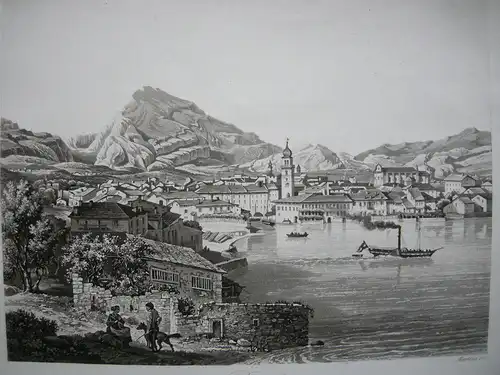 Riva del Garda Gardasee Trentino Italien Orig. Aquatinta-Radierung 1840