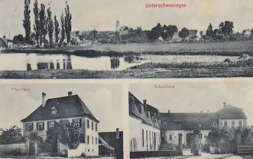 Ak Unterschwanningen Ansbach Mittelfranken Ansicht Schulhaus Pfarrhaus gel 1912