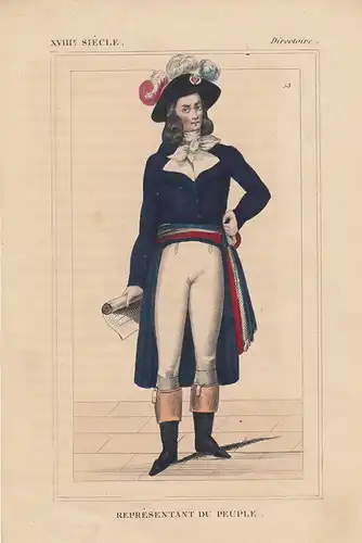 Uniform Deputé Directoire 18. Jahrhundert Frankreich Lithografie 1850