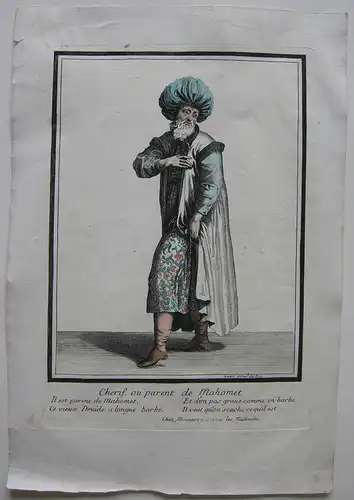 Scherif Nachkomme Mohammeds altkolor. Orig. Kupferstich bei Bonnart 1700
