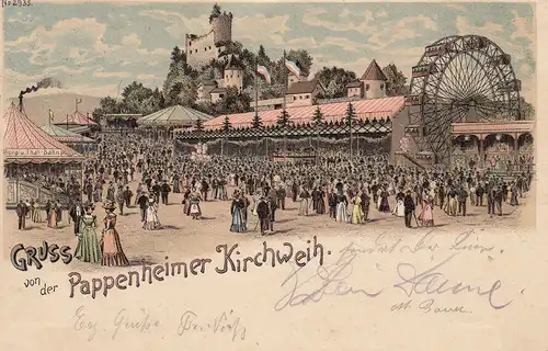 Ak Pappenheim Kirchweih Litho Mittelfranken Altmühltal Bahnpost gel 1901