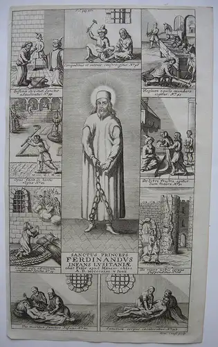 Heiliger Ferdinand Prinz von Portugal Märtyrer (1402-1443) Orig Kupferstich 1695