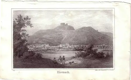 Eisenach Gesamtansicht Thüringen Orig Lithographie 1842