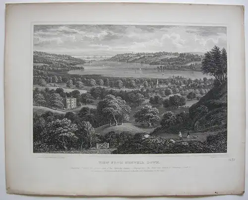 Isle of Wight Great Britain View from Nunnwell down engraving Brannon1830