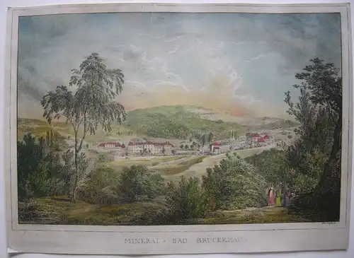 Mineral - Bad Brückenau Bayern Orig Farblithographie Domenico Quaglio 1817