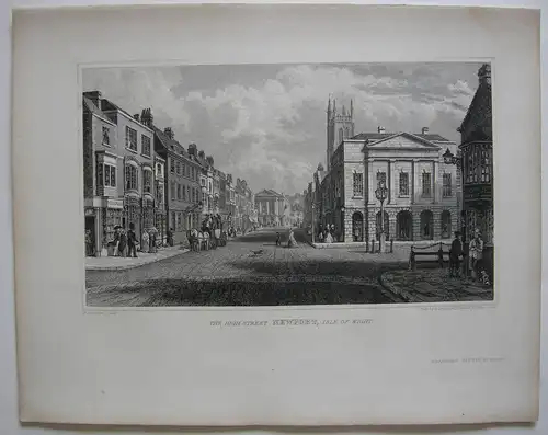 Isle of Wight Great Britain High Street Newport Copper engraving Brannon 1860
