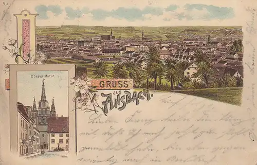 AK Ansbach Mittelfranken Farblitho gel 1899