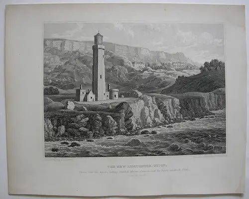 Isle of Wight Great Britain New Lighthouse Niton Copper engraving Brannon 1841
