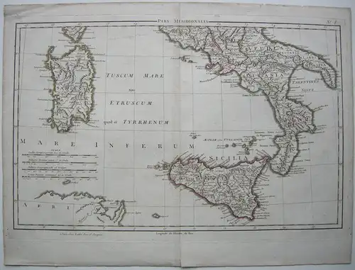 Italien Italia Apulia Sicilia Sardinia Orig Kupferstich Rizzi-Zannoni 1762