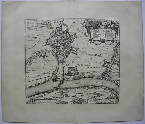 Wesel Büderich Befestigungsplan Grundriss Orig Kupferstichkarte Merian 1633