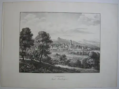 Riedlingen Gesamtansicht Orig Lithografie Alt Kunike Baden Württemberg 1822