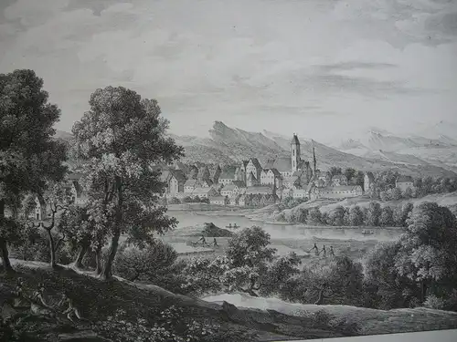 Riedlingen Gesamtansicht Orig Lithografie Alt Kunike Baden Württemberg 1822