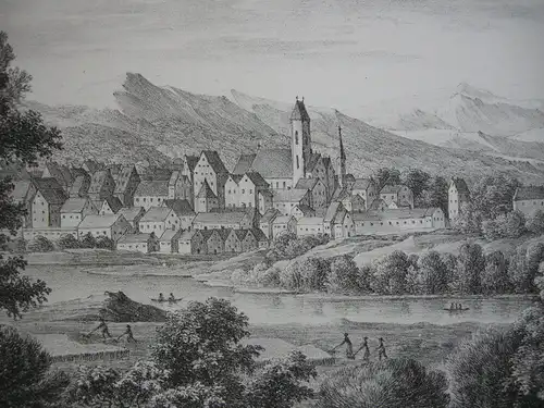 Riedlingen Gesamtansicht Orig Lithografie Alt Kunike Baden Württemberg 1822