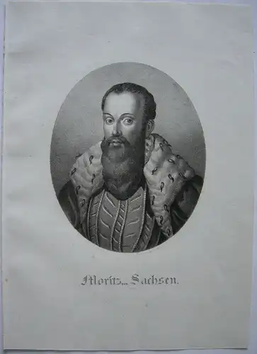 Moritz v Sachsen (1521-1553) Kurfürst Sachsen Reformator Orig Lithografie 1825