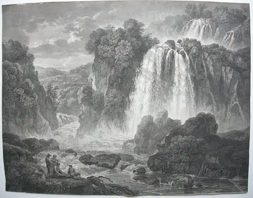 Wilhelm F Gmelin (1760-1820) Tivoli Wasserfall Roma Orig Kupferstich 1808 Italia