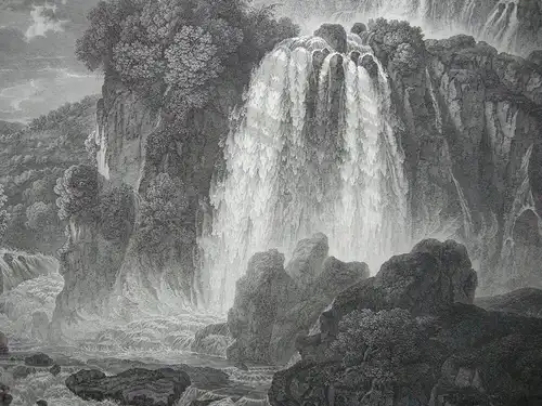 Wilhelm F Gmelin (1760-1820) Tivoli Wasserfall Roma Orig Kupferstich 1808 Italia