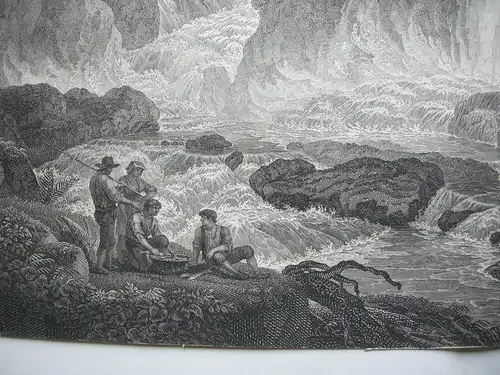 Wilhelm F Gmelin (1760-1820) Tivoli Wasserfall Roma Orig Kupferstich 1808 Italia