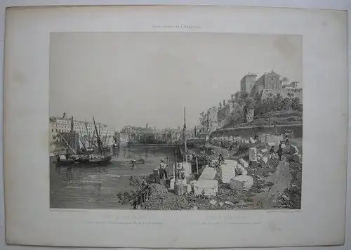Rom Roma Porto die Ripa Grande  Orig Lithografie 1870 Benoist S Michele Aventine