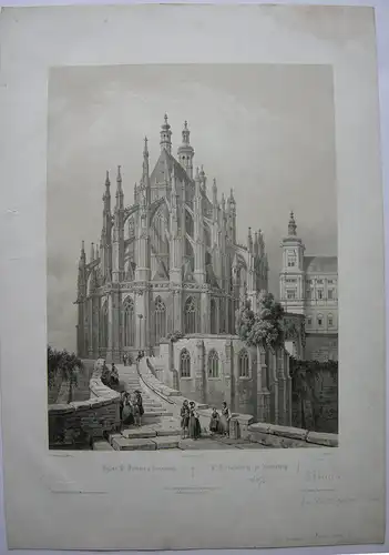 Kuttenberg Kutna Hora Böhmen Cesky Tschechien Orig Lithografie 1845 Gotik Chapuy