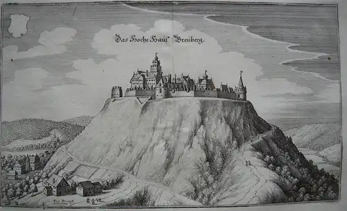 Hohe Haus Breuberg Odenwaldkreis Hessen Orig Kupferstich Merian 1650