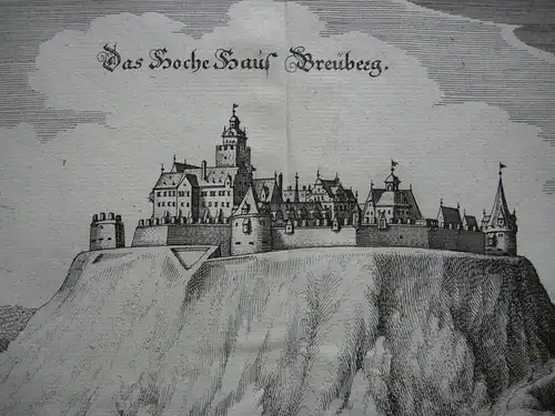 Hohe Haus Breuberg Odenwaldkreis Hessen Orig Kupferstich Merian 1650