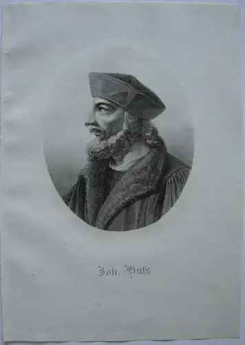 Jan HUS (1370-1515) Böhmischer Märtyrer Reformator Orig Lithografie Kunike 1825