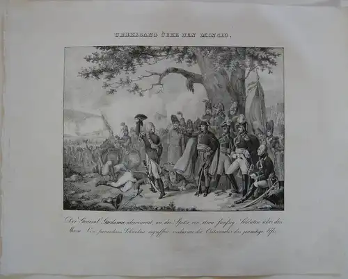 Napoleon Übergang Mincio Italia Orig Lithographie 1832 Napoleonische Kriege