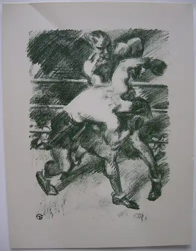 Gino von Finetti (1877-1955) Sport Boxen Kampfsport Rad Orig Lithografie 1927