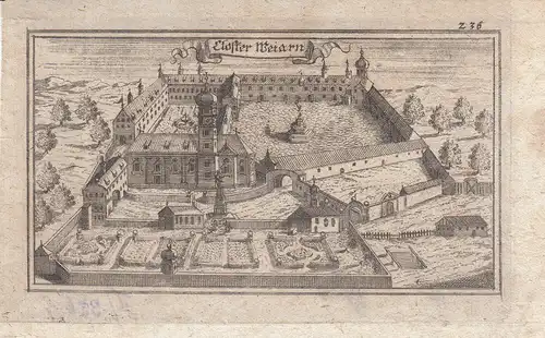 Kloster Weyarn Miesbach Oberbayern Orig Kupferstich von Ertl 1687 Gesamtansicht