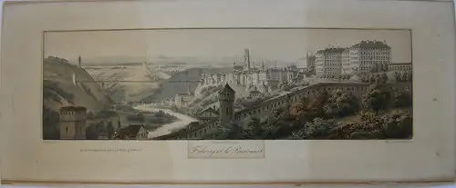 Adrien Cuvillier (XIX) Fribourg Pensionnat Freiburg Lithografie 1860 Schweiz