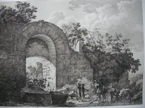 Jacob W. Mechau (1745-1808) Porta di Falerium etrusca Orig Radierung 1795 Italia