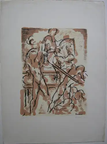 Lazzaro Donati (1926-1977) Reiterschlacht I Orig. Farblithografie 1969 signiert