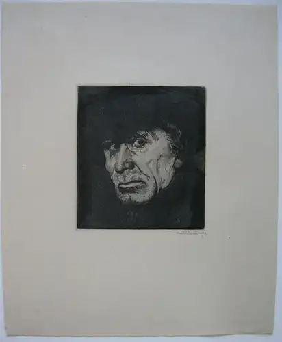 Rudolf Pauschinger (1882-1957) Herrenportrait Halbprofil Orig Aquatinta 1930 sig