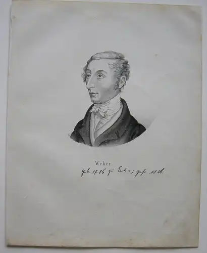 Carl M. von Weber (1786-1826) Deutscher Komponist Pianist Orig. Lithografie 1850