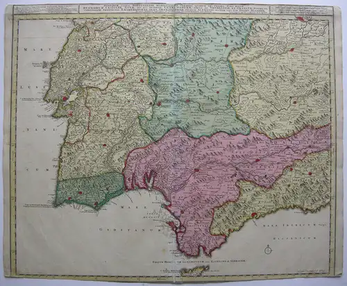 Spanien Portugal Algarve Andalusien kolor Orig Kupferstichkarte Allard 1690