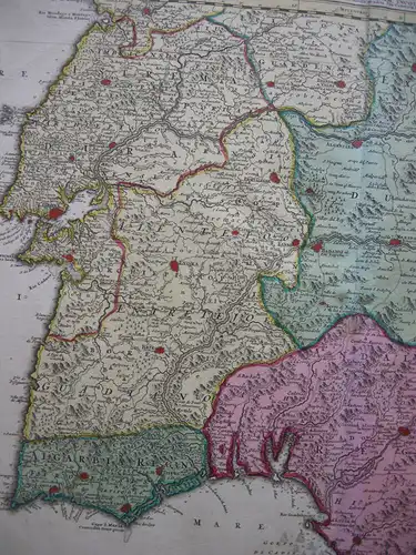 Spanien Portugal Algarve Andalusien kolor Orig Kupferstichkarte Allard 1690
