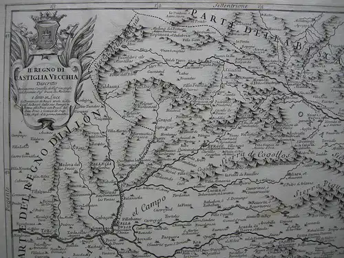 Spanien Castilia Nueva Copperplate map Giac Cantelli Vignola 1696 Espana Barbey