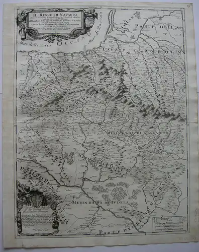 Spanien Navarra Copperplate map Giacomo Cantelli Vignola 1690 Espana