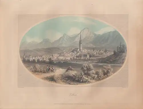 Villach Kärnten Gesamtansicht kolor Orig Stahlstich W. French 1850