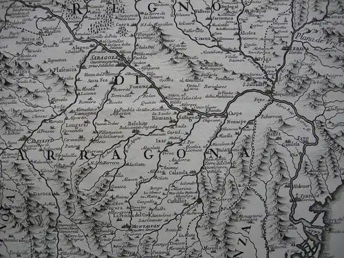 Spanien Aragon Copperplate map Nicolo Cantelli 1696 Espana