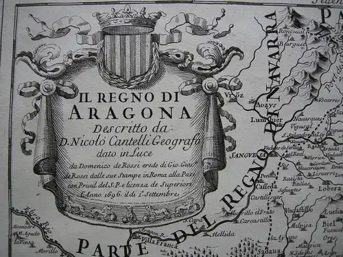 Spanien Aragon Copperplate map Nicolo Cantelli 1696 Espana
