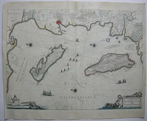 Frankreich France Bretagne Isle d'Oleron Ré Orig Kupferstichkarte Bleau 1647