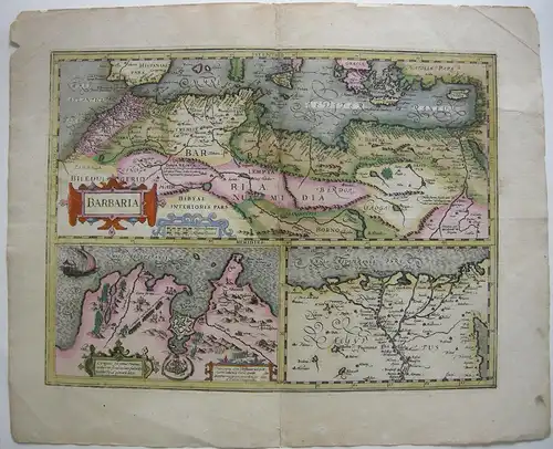 Afrika Nordafrika Tunis Ägypten altkolor Kupferstichkarte Ortelius 1606