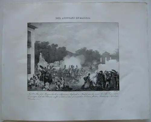 Napoleon Levantamiento Madrid Orig Lithographie 1832 Napoleonische Kriege
