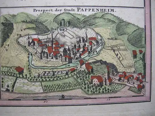 Grafschaft Pappenheim Mittelfranken kolor Orig Kupfersichtkarte Homann 1720