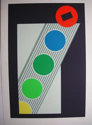 Michael Argov (1920-1982) Konstruktivist Kompos Orig Serigrafie 1971 signiert