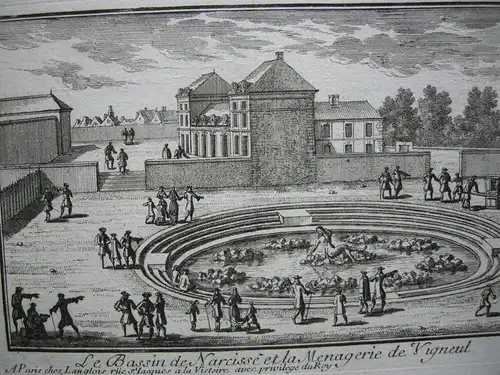 Gabriel Perelle (1603-1677) Pavillon Chantilly Vigneul Orig Kupferstich 1660