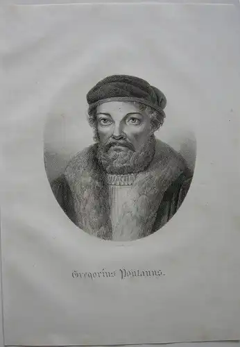 Gregor von Brück (1483-1547) Sächsischer Kanzler Orig Lithografie Kunike 1825