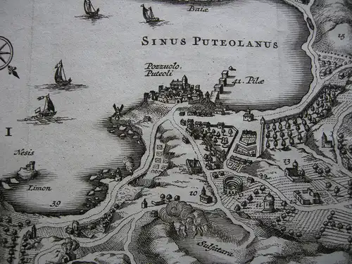 Golfo die Napoli Pozzuoli Sinus Puteolanus Orig Kupferstich Campania Italia 1720
